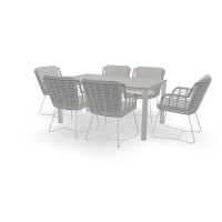 Rechthoekige Dekton Soke tafel Standaard 60 mm met Fabrice stoelen