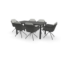 Rechthoekige Dekton Somnia tafel Standaard 60 mm met Focus stoelen