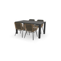Rechthoekige Dekton Kelya tafel Standaard 80 mm met Cottage stoelen