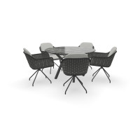 Ronde granieten Black Beauty tafel Teano met Focus stoelen