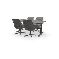 Rechthoekige granieten Black Pearl tafel Trento met Primavera stoelen