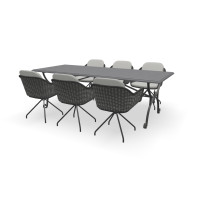 Rechthoekige Belgisch hardsteen tafel Versailles met Focus stoelen