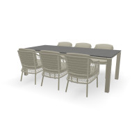 Rechthoekige Dekton Bromo tafel Zwevend 80 mm met Puccini stoelen