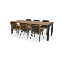 Rechthoekige houten Guariuba 900 mm breed tafel Zijliggers met Cottage stoelen