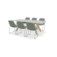 Tafel Dekton Rem, onderstel Montana teak en Veneto stoelen