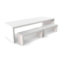 Witte betonlook tafel Lars met twee banken