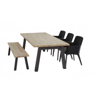 Lisboa dining set anthr with Derby table 240x95cm and Sportbench