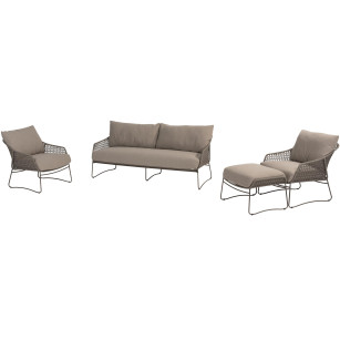 Moretti stoel-bank loungeset met hocker