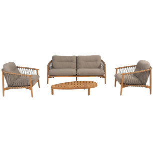 Nora stoel-bank loungeset met Finn pebble salontafel