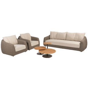Maxime stoel-bank loungeset met Volta coffeetables