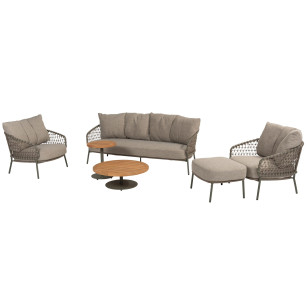 Jura loungeset met hocker en Volta salontafels