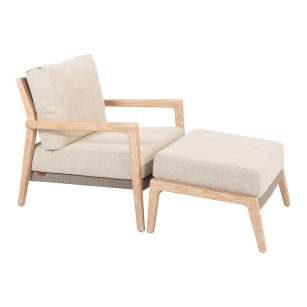 Julia living chair brushed teak with footstool