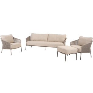 Florence terre stoel-bank loungeset met footstool