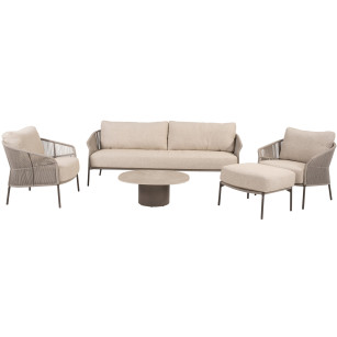 Florence terre stoel-bank loungeset met hocker en Sofie coffeetable