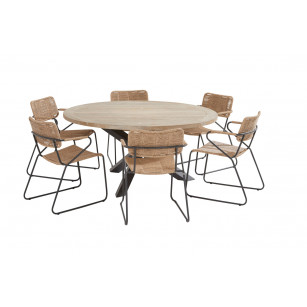 Swing natural dining set with round Louvre table 160 cm