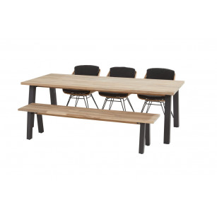 Bohemian natural dining set with Derby sportbench and table 240x100 cm