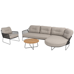 Rhodos chaise loungeset met loungestoel en Verdi salontafel