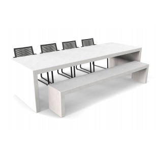 Witte betonlook tafel Lars met bank en stoelen