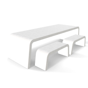 Witte Liv betonlook tafel met twee banken
