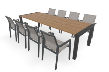 Rechthoekige houten Guariuba 1000 mm breed tafel Zijliggers met Beja stoelen