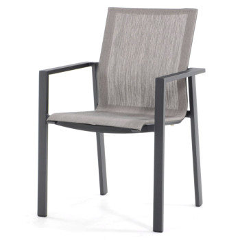 Beja charcoal / taupe dining tuinstoel stapelbaar