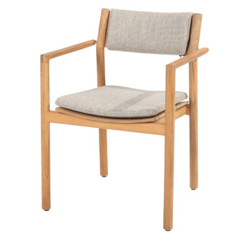 Levi stacking chair natural teak with 2 cushions