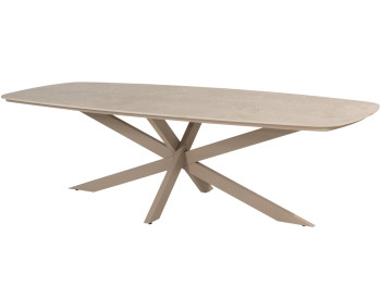 Nevada low-dining table barrel ceramic sabia panna Latte frame 250 X 105 cm