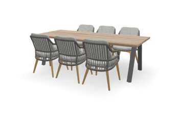 Rechthoekige Teak tafel Ambassador met Sempre stoelen