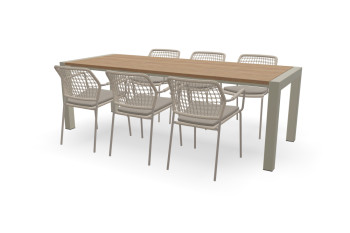 Rechthoekige Guariuba Guariuba 900 mm breed tafel Zijliggers met Barista stoelen