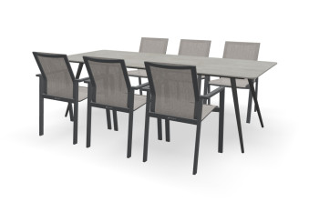 Rechthoekige Dekton Keon tafel Amazone met Beja stoelen