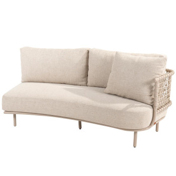 Sardinia 2 seater bench left arm Latte with 3 cushions and pillow