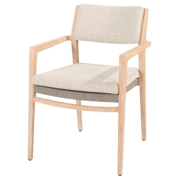 Julia stackable dining chair brushed teak with 2 cushions