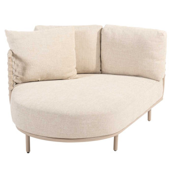 Sardinia chaise lounge right arm Latte with 3 cushions and pillow