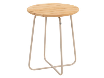 Verdi side table natural teak round 45 cm H 55 Latte