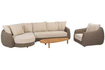 Maxime chaise-loungeset met stoel en Finn coffeetable