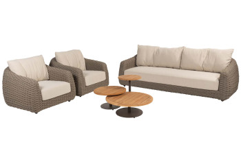 Maxime stoel-bank loungeset met Volta coffeetables