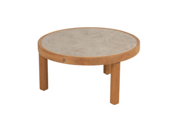 Finn coffee table natural teak ceramic sabbia panna round 63 X 32 cm