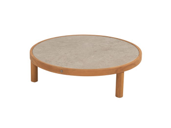 Finn coffee table natural teak ceramic sabbia panna round 85 X 25 cm