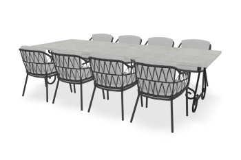 Rechthoekige Dekton Sabbia tafel Toulouse met Calpi dining stoelen