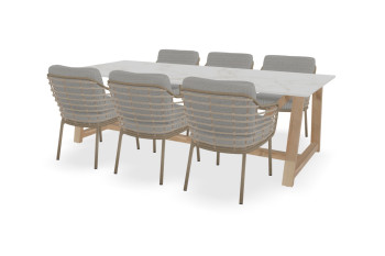 Rechthoekige Dekton Entzo tafel Noah teak met Como stoelen