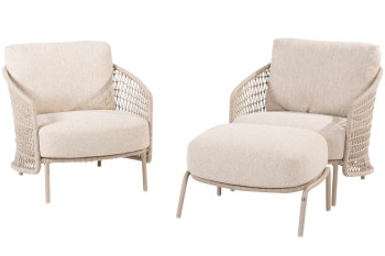 Puccini stoel-hocker loungeset 3-delig