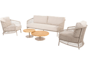 Puccini stoel-bank loungeset met Volta salontafels