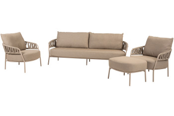 Calma latte stoel-bank loungeset met hocker