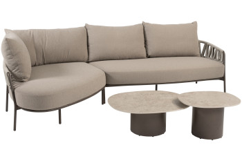 Calma chaise-longue loungebank met Sofie coffeetables