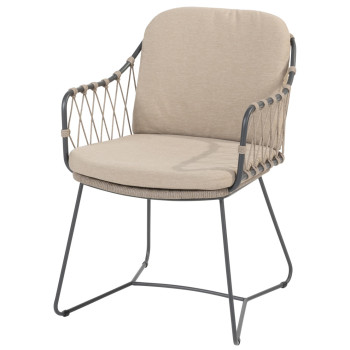 Prego dining chair Anthracite/Taupe with 2 cushions Alu top
