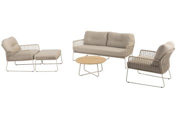 Albano stoel-bank loungeset met hocker en Verdi coffeetable