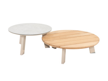 Emma SET of coffee tables Latte, 65 and 80 cm with ceramic/teak top