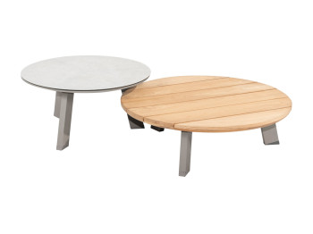 Emma Set of coffee tables cloud: 65and 80cm with cer./teak top