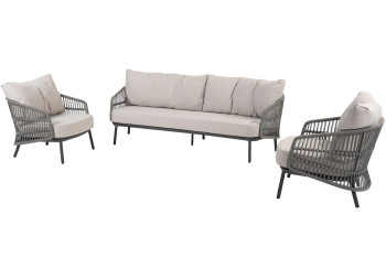 Alicante set anthr. bench organic and 2x living chair
