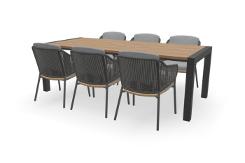 Rechthoekige houten Guariuba 1000 mm breed tafel Zijliggers met Ravello stoelen